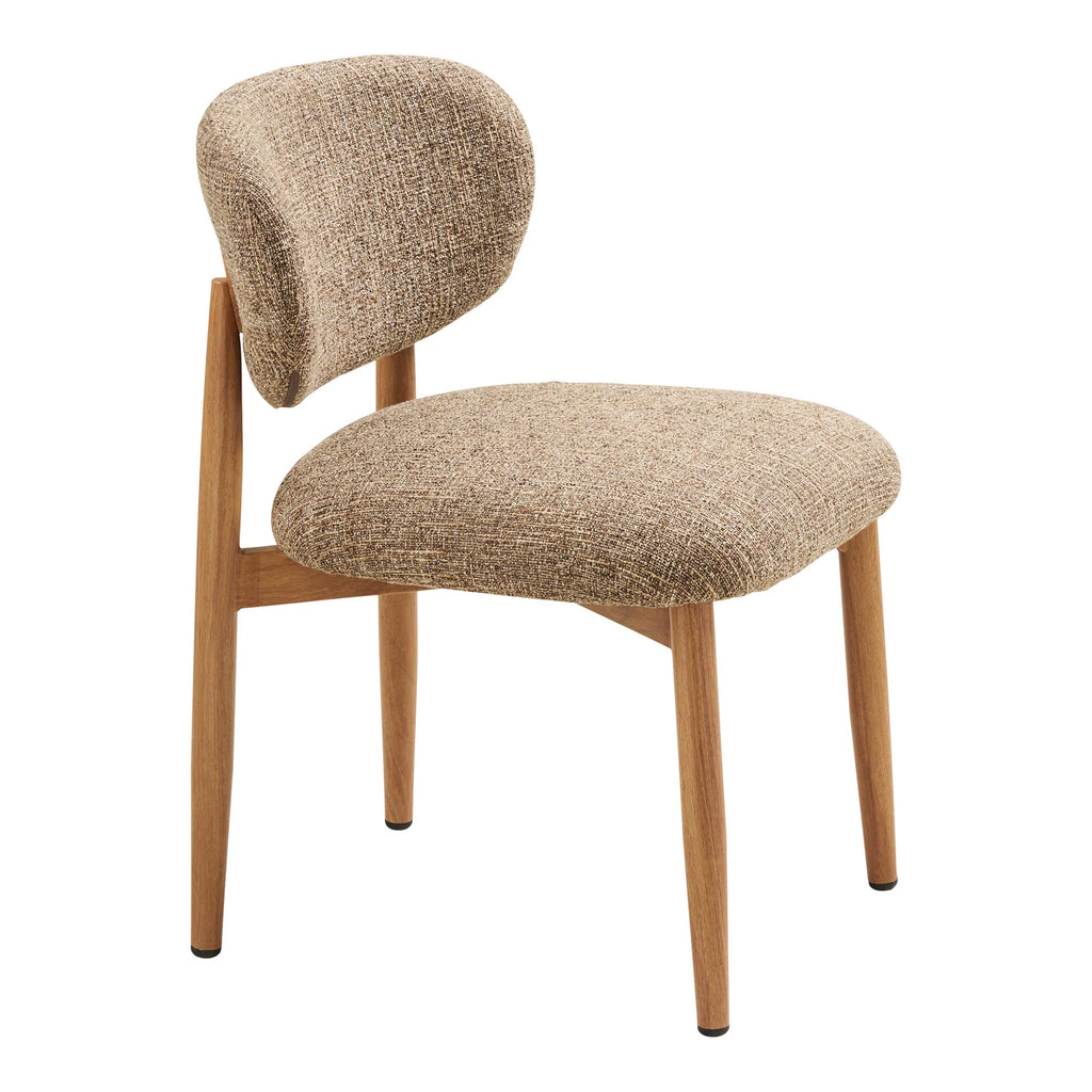 House Nordic Monaco Dining Chair – Light Brown Fabric with Natural Wooden Base