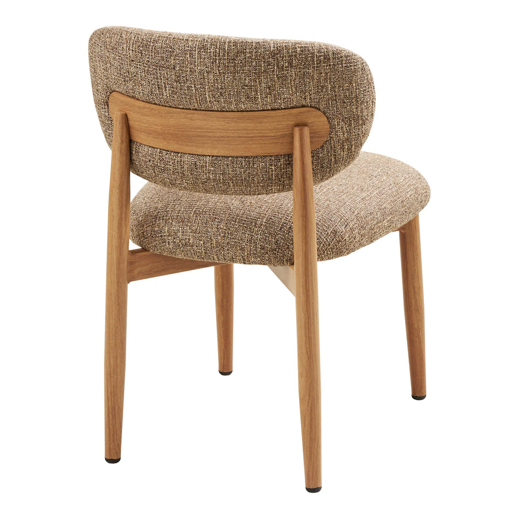 House Nordic Monaco Dining Chair – Light Brown Fabric with Natural Wooden Base