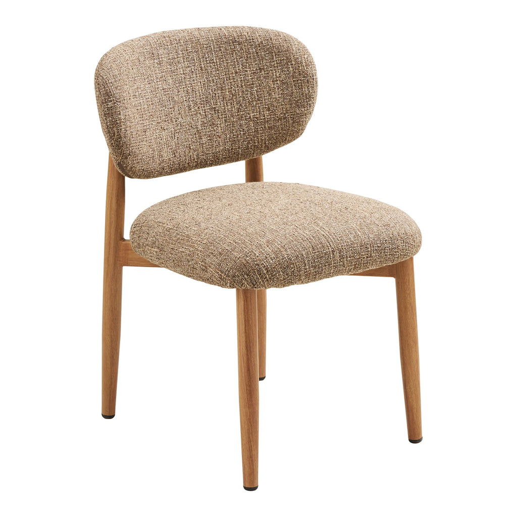House Nordic Monaco Dining Chair – Light Brown Fabric with Natural Wooden Base