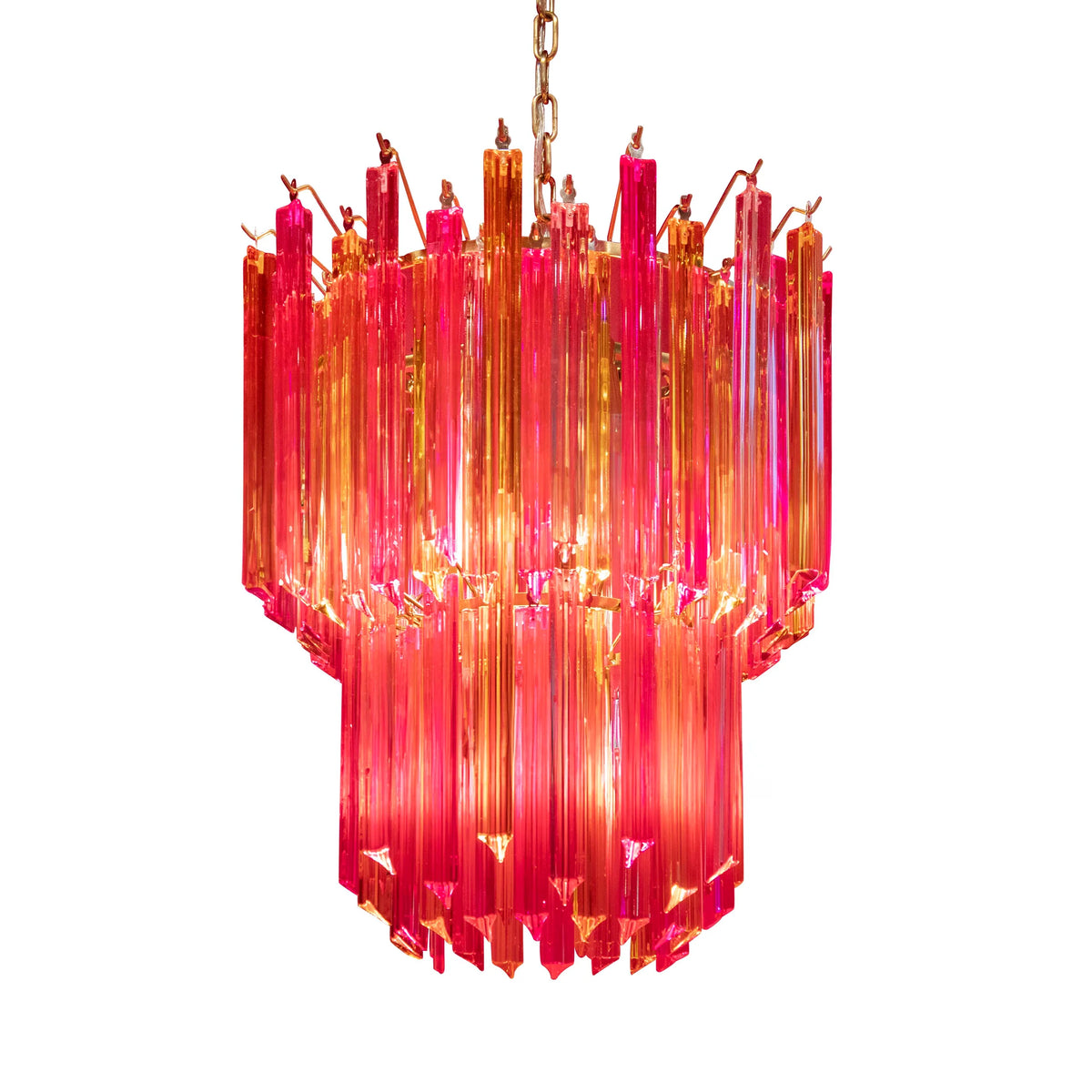 Colmore Pink Multi-Color Glass Chandelier – 50x50x68cm (Antique Brass)