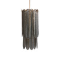 Colmore Smoke Feather Glass Chandelier – 50x50x122cm (Antique Brass)