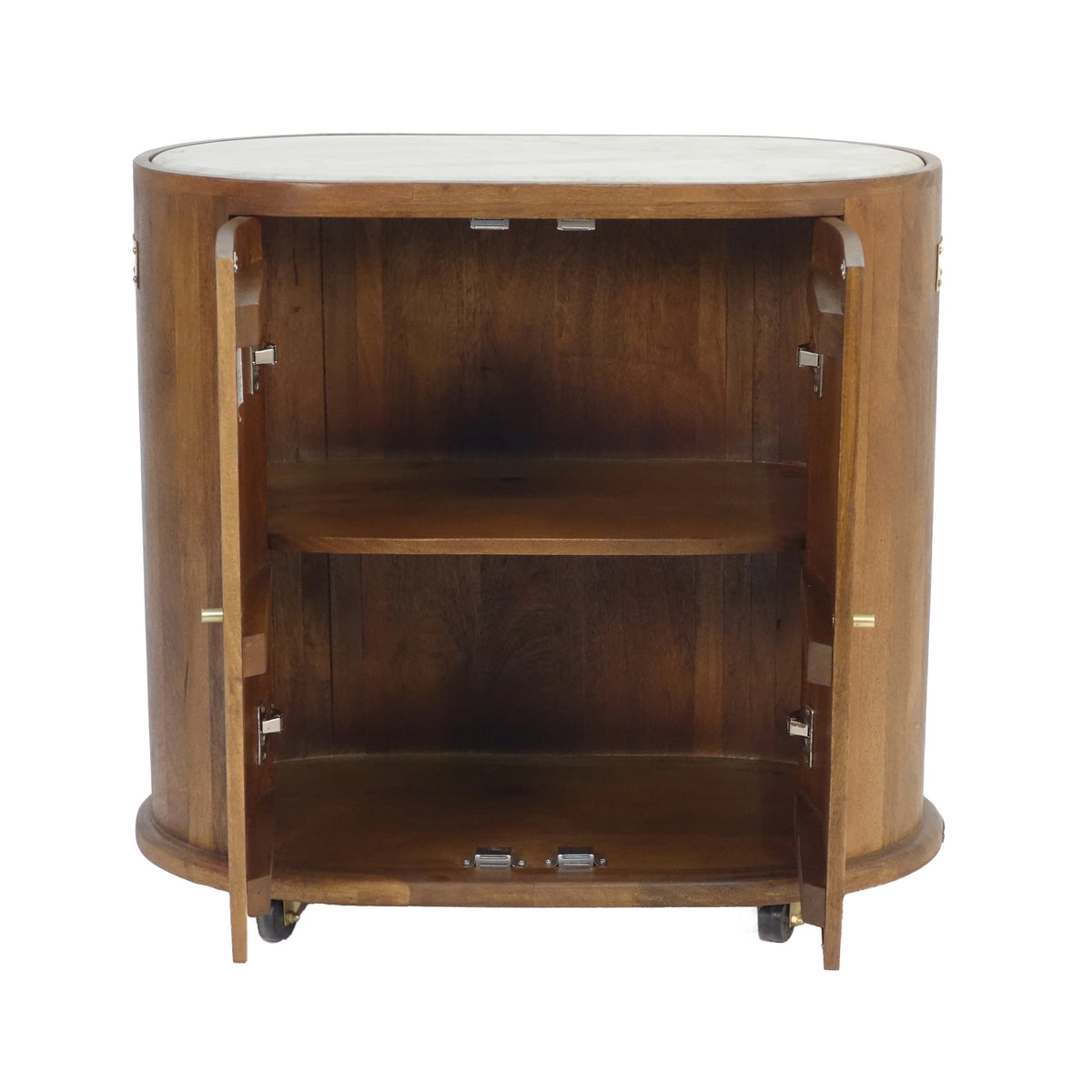 Colmore Cabinet Budapest on Wheels w/ Marble Top – 80x40x76cm in Brown