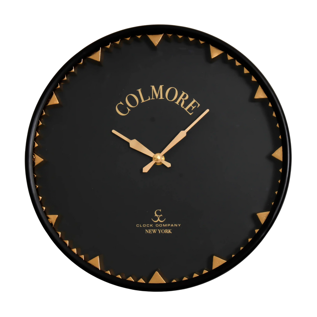 Colmore Wall Clock – 41x5x41cm in Black & Antique Brass