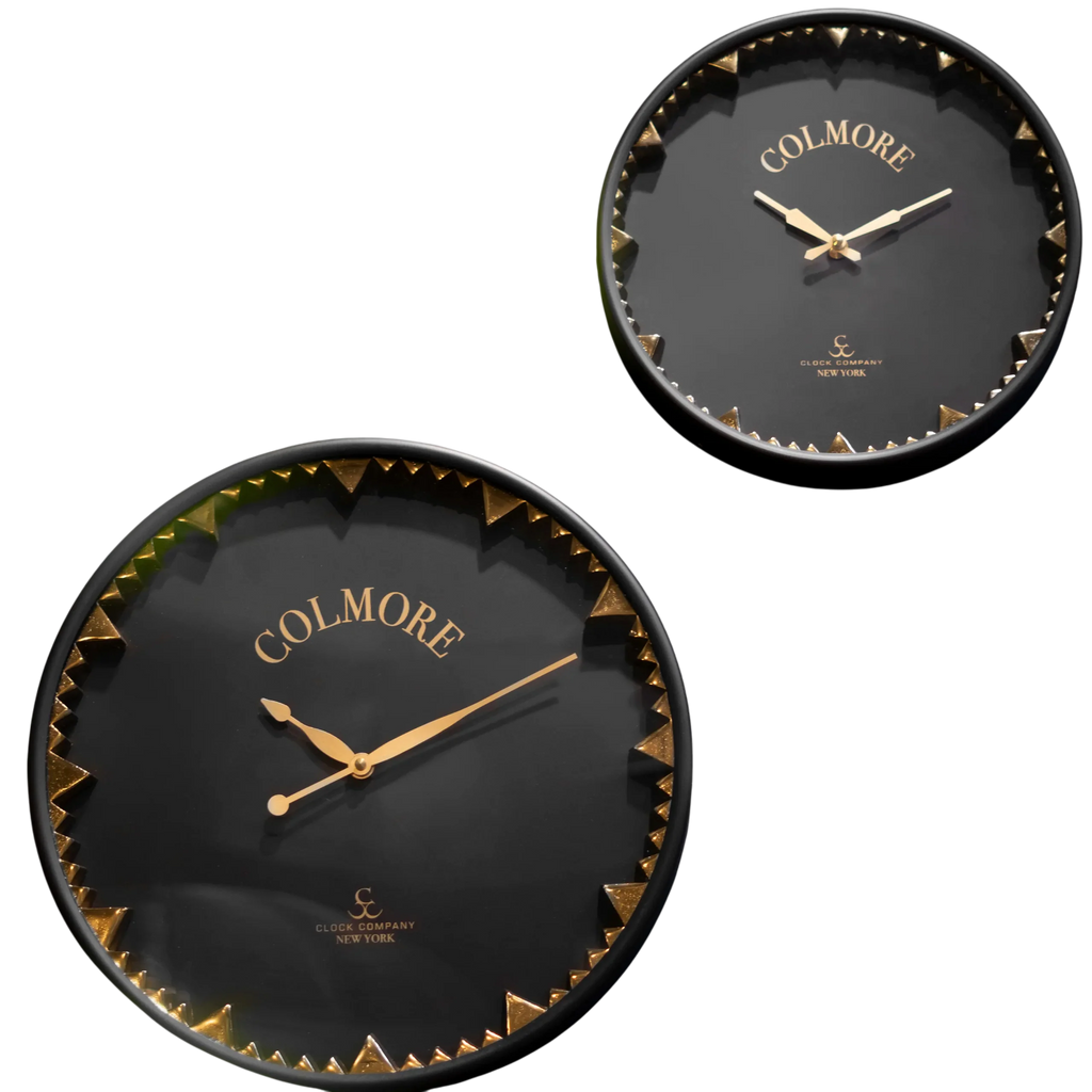 Colmore Wall Clock – 41x5x41cm in Black & Antique Brass