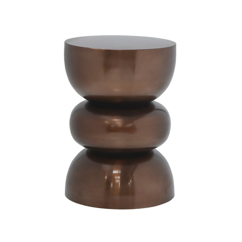 A modern three-tiered side stool with a glossy, metallic bronze finish, set against a plain white background.