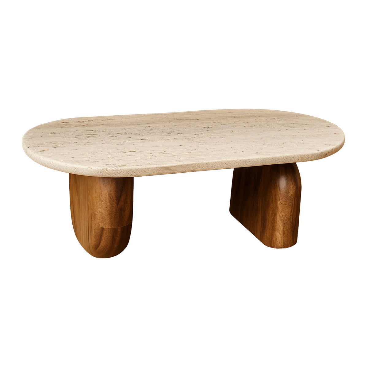 Colmore Coffee Table Tavora – 120x65x40cm with Brown Mangowood & Travertine Top