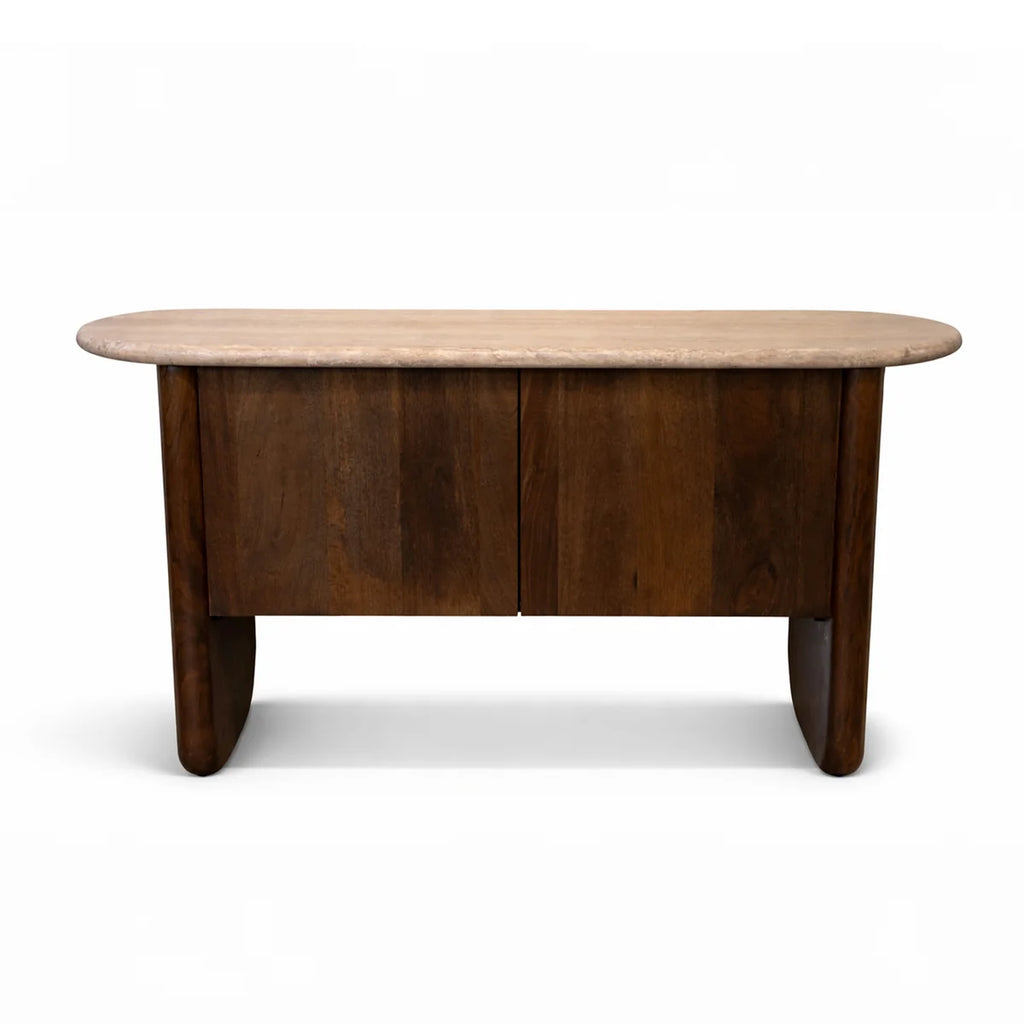 Colmore Sideboard Tavora – 140x40x75cm in Brown Mangowood with Travertine Top