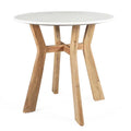 Colmore Bistro Table – Acacia Wood & Banswara White Marble Top (76x76x76cm)