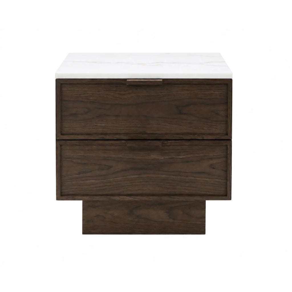 Colmore Bedside Table Nuvoro – 50x43x51cm in Dark Walnut with Marble Top