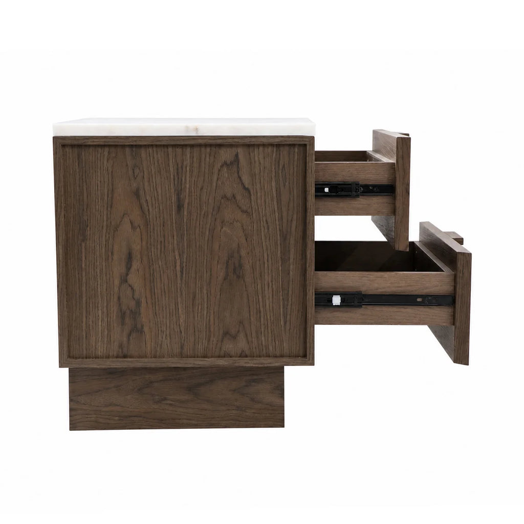 Colmore Bedside Table Nuvoro – 50x43x51cm in Dark Walnut with Marble Top