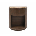 Colmore Bedside Table Velno – Ø45x56cm in Dark Walnut with Marble Top