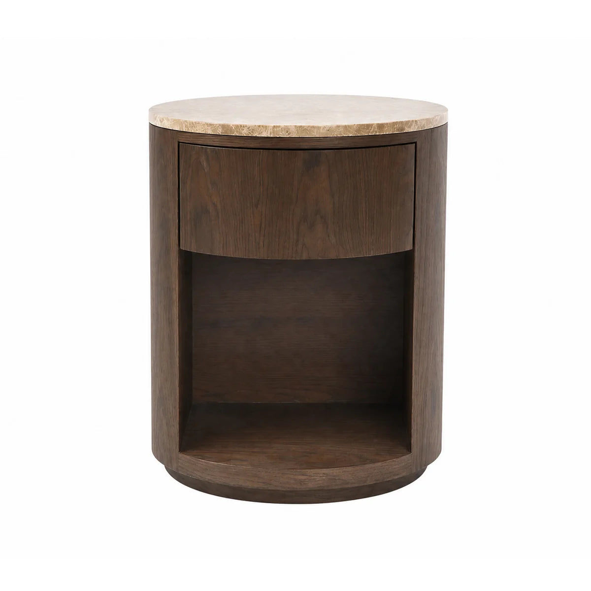 Colmore Bedside Table Velno – Ø45x56cm in Dark Walnut with Marble Top