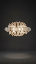 Frosted glass chandelier with sculpted arms
