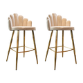 Colmore Bar Chair Belle (Set of 2) – Cream Velvet with Iron Golden Legs (56x56x106cm)