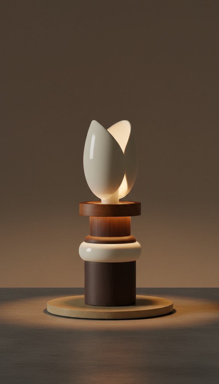 Porcelain and espresso accent lamp